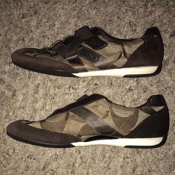 🖤COACH KYRA NO-TIE BROWN MONOGRAM C FASHION SNEAKERS SIZE 7-7.5🖤 - Picture 4 of 12